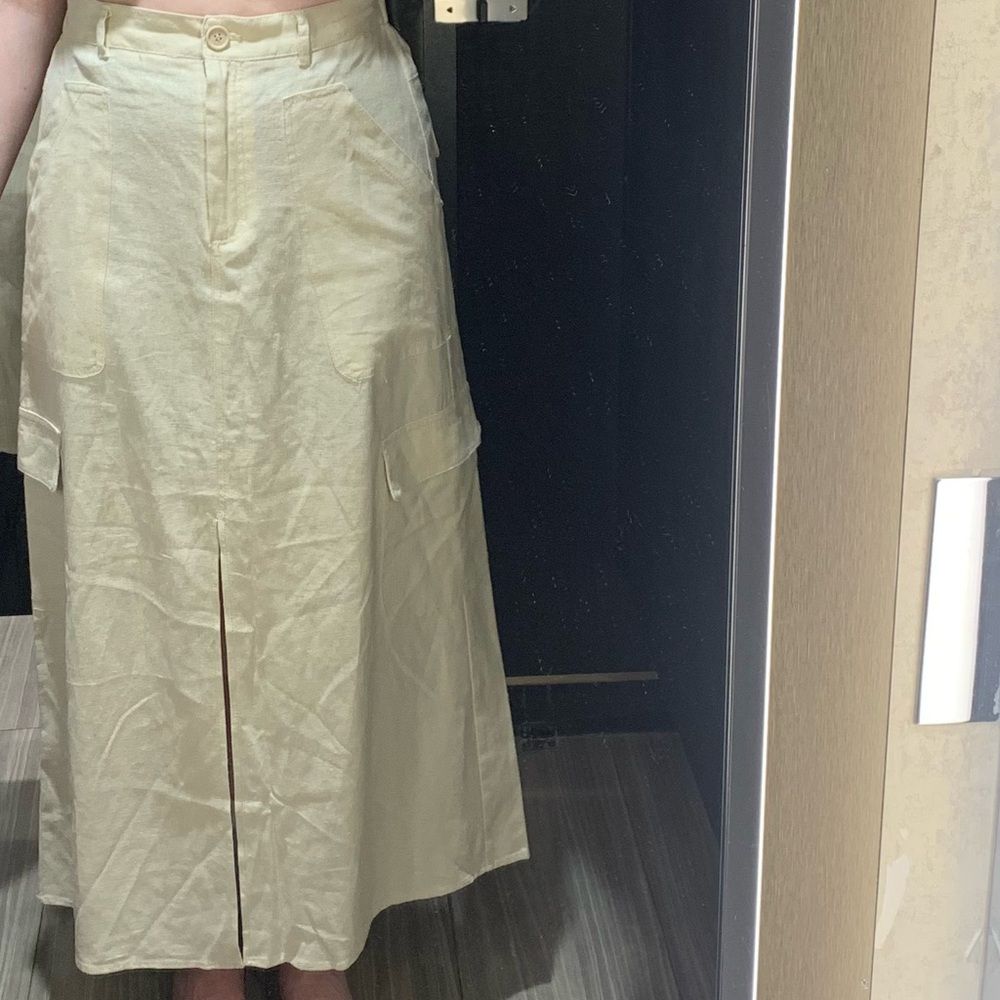 Linen-blend utility skirt